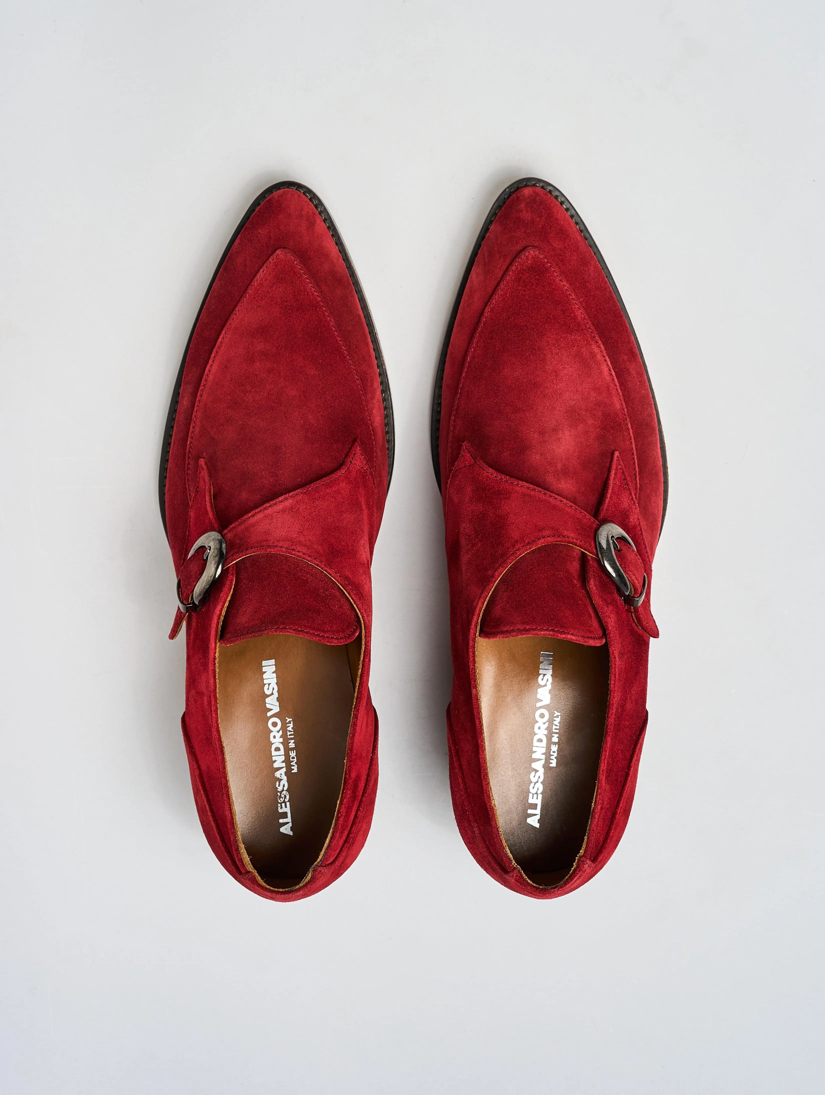 ADRIAN 30MM MONK-STRAP IN RUBY RED SUEDE