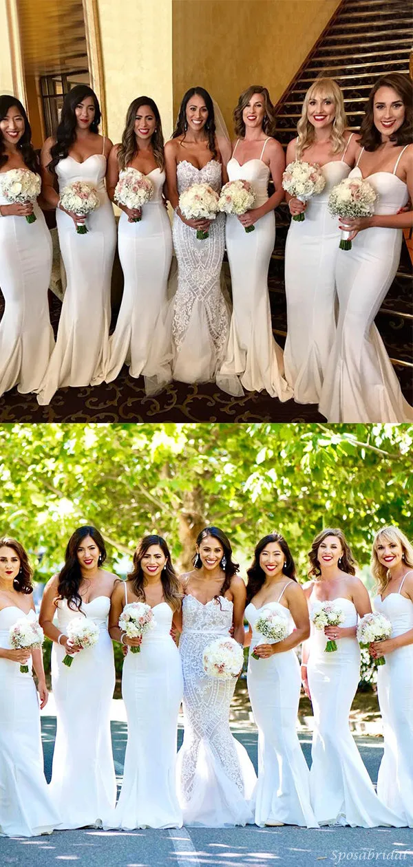 Elegant Formal Straps Sweetheart  Most Popular Mermaid Long Bridesmaid Dresses, simple prom dress, PD0468
