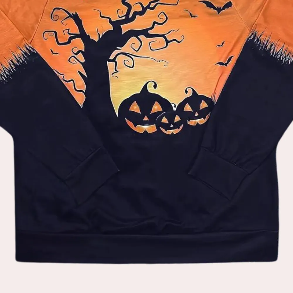 Elza - Halloween-sweatshirt med rund hals til kvinder