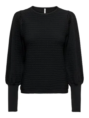 Onlginny Ls Puff Oneck Cs Knt - Zwart