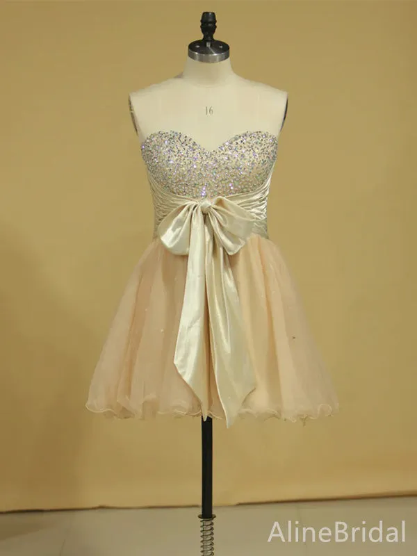 Sparkly Beadings Sweatheart Strapless A-line Short Mini Homecoming Dress, HD32656