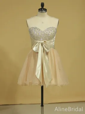 Sparkly Beadings Sweatheart Strapless A-line Short Mini Homecoming Dress, HD32656