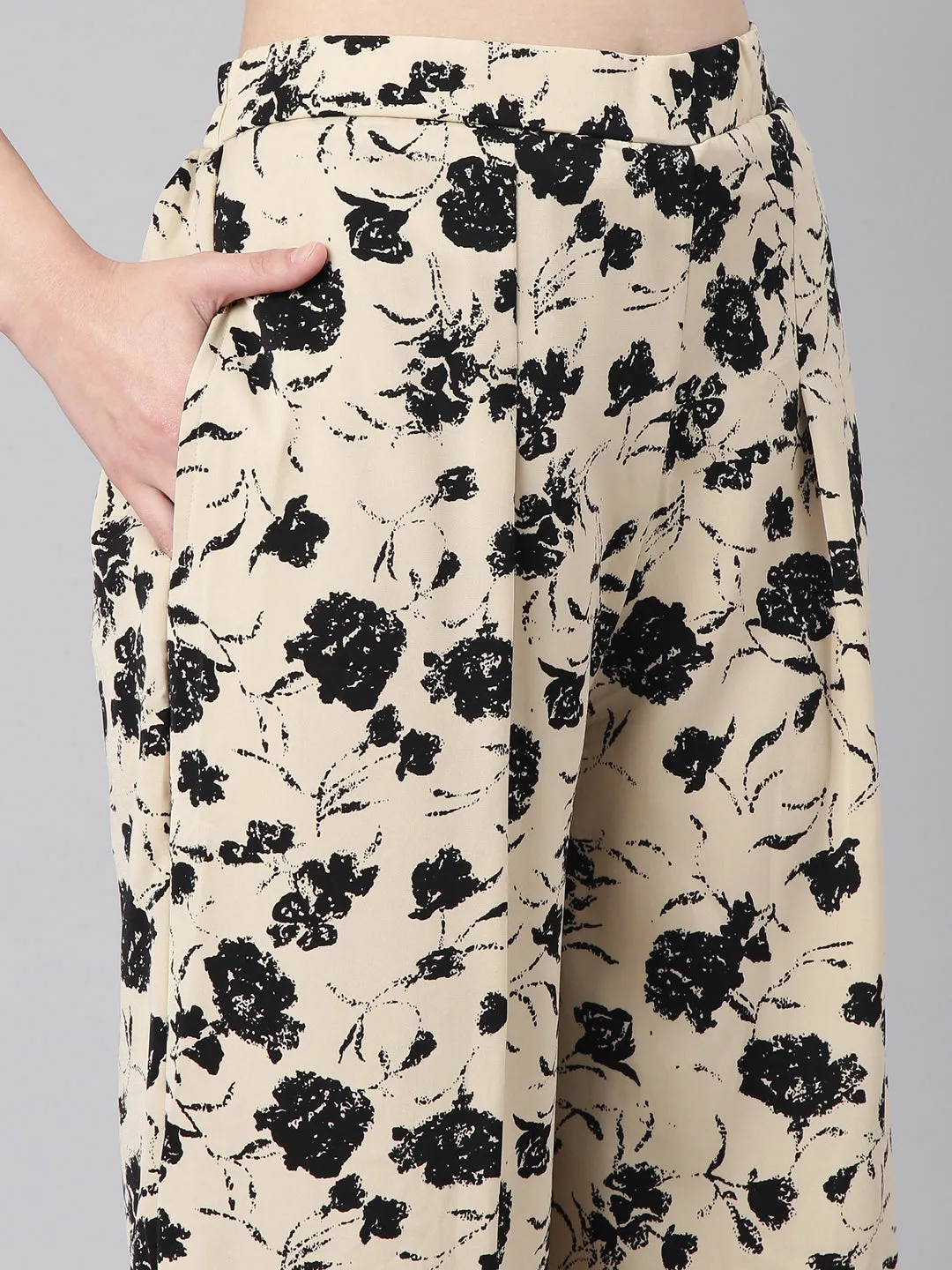 Women Beige Printed Co-Ords